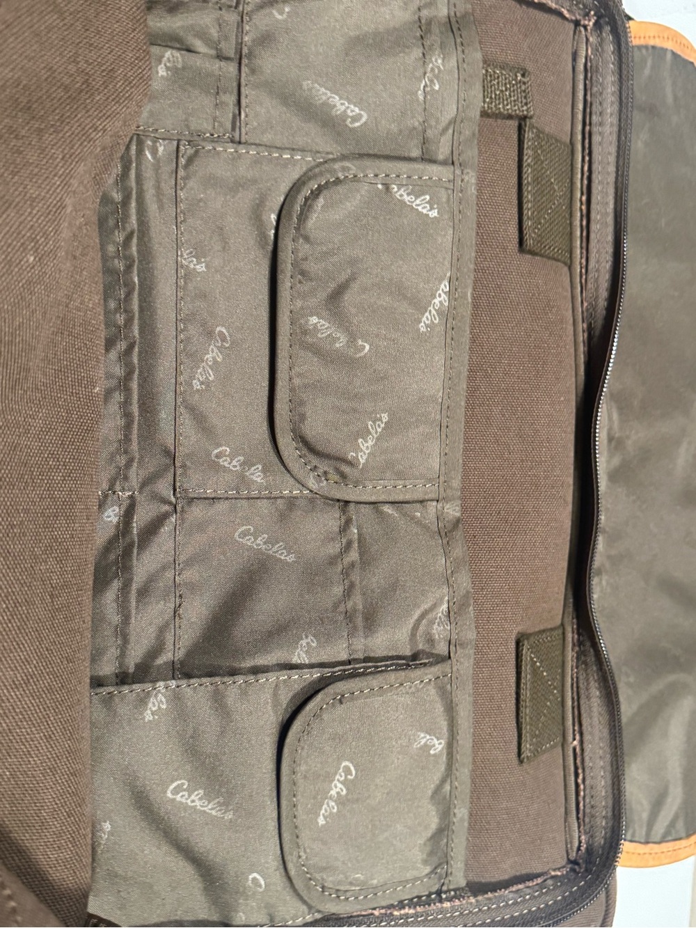 Vintage Cabela's Brown Canvas Laptop Brief with Tan Leather Trim - Picture 7 of 11